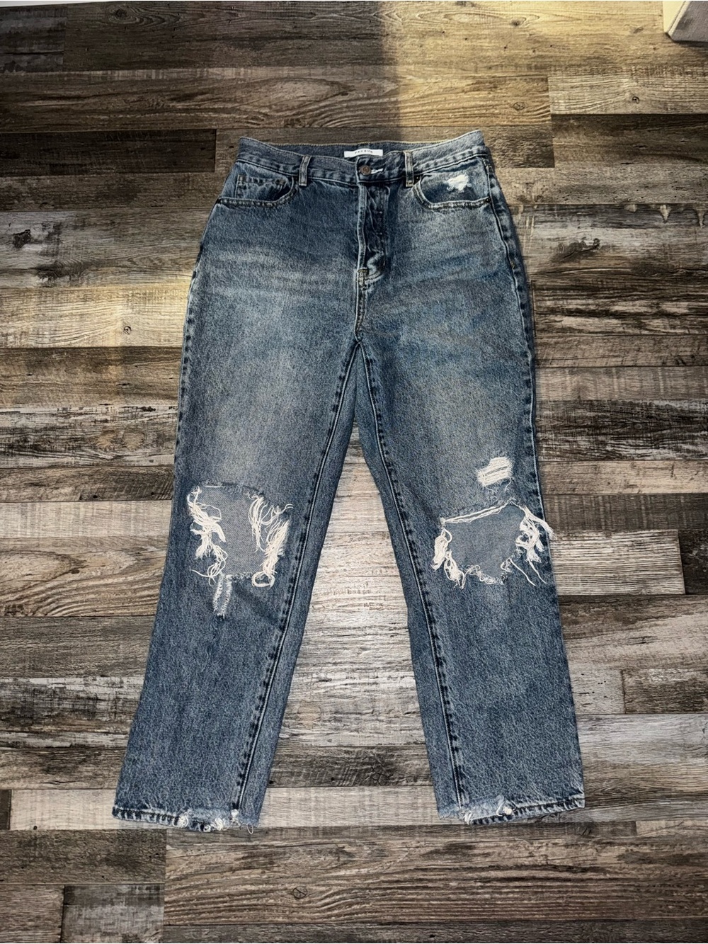 Pacsun High Rise Straight Distressed Jeans in Blue Waist 28